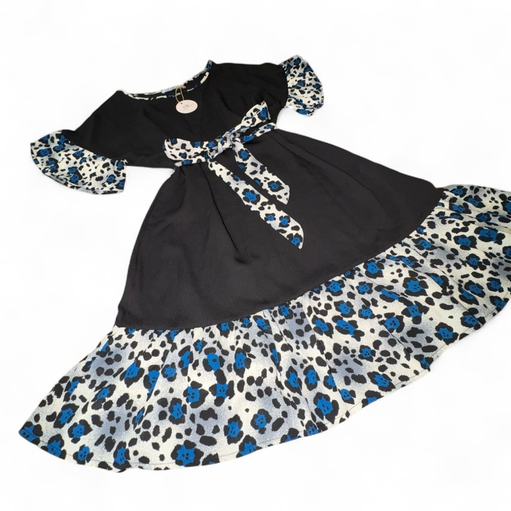 Stunning Lizabell Black Dress with Leopard Print Trim! - Picture 4 of 6